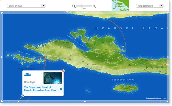 Map of Island Hvar